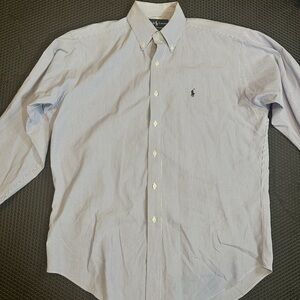 Ralph Lauren Blue and White Casual Button Down Shirt
